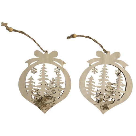 Ganz Christmas Wooden Laser Cut Ornaments Round Santa & Snowman - Picture 8 of 12